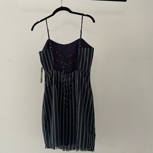 Beautiful navy blue with white stripes, lightweight, short dress